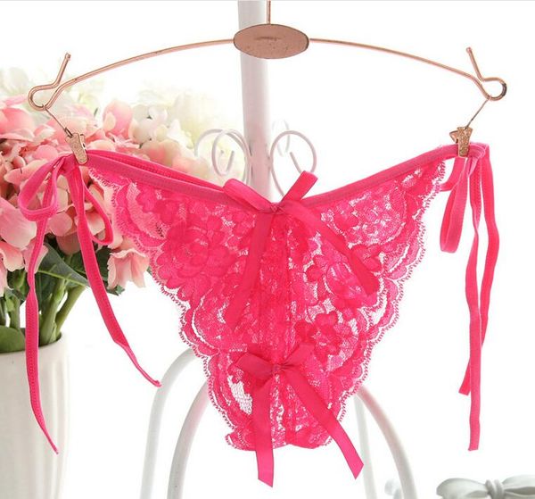 

lace open crotch panties women perspective underwear with bandge g string, Red;black