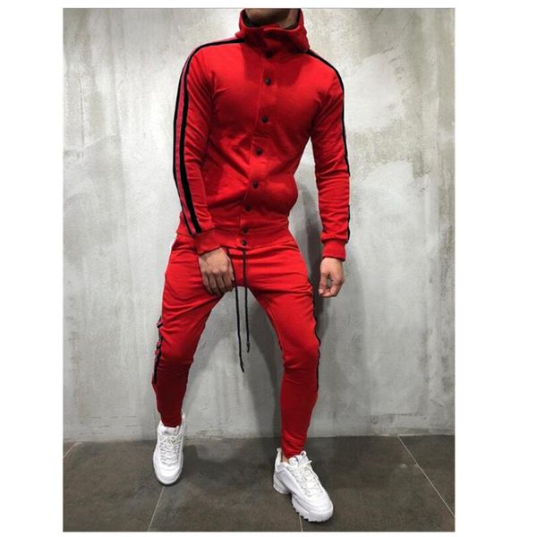 

sweat suits clothing casual summer tracksuits stand collars streetwar mens button sport suit 2 piece men's suit, Gray