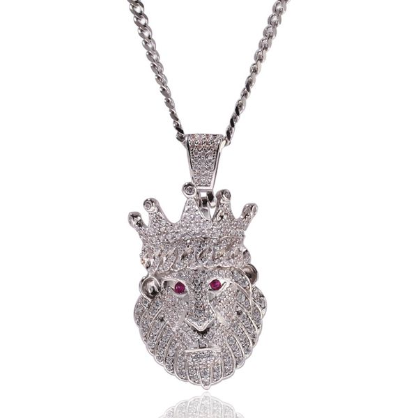 

men ale punk jewelry gold silver color cz lion king pendant necklace nice gift for boy friend