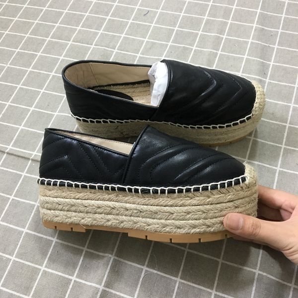 

4 colors fashion designer women shoes ladies comfortable platform espadrille shoes designer espadrille heel height 5.5 cm size 35-40, Black