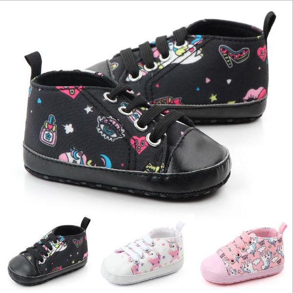

Unicorn Graffiti Newborn Baby Girl Boys Shoes Soft Shoes Dinosaur Printing Infant Toddler Crib Shoes First Walking, Pink white