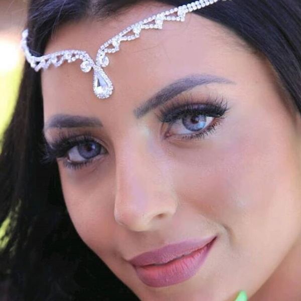 

Stonefans Rhinestone Forehead Waterdrop Head Chain Tiara Jewelry for Women Crystal Pendant Hair Chain Headpiece Accessories Gift