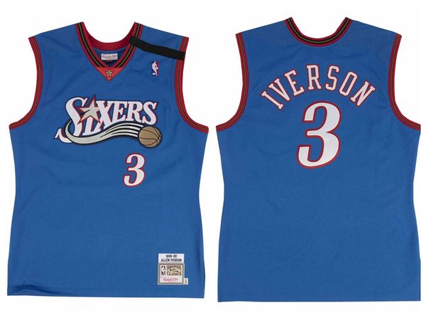 

allen iverson authentic jersey 1999-00 mitchell & ness philadelphia 76ers hardwoods classics jersey, Black;red