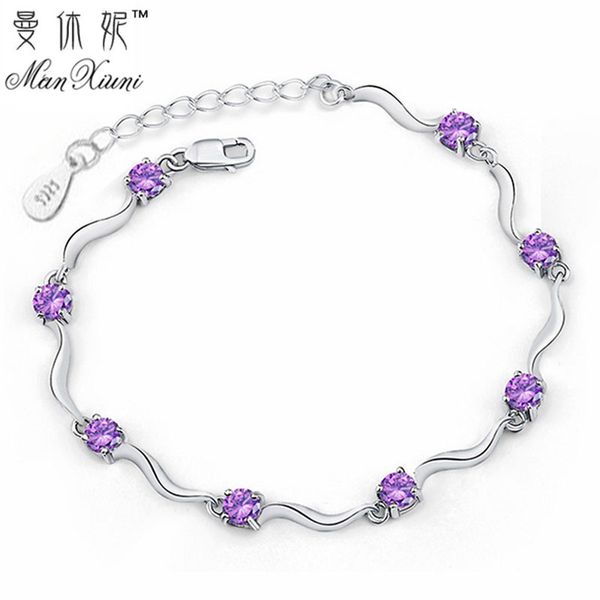 

fashion cubic zircon crystal bracelet for women 2017 love gift vintage silver plated bracelet bangles fine jewelry, Black