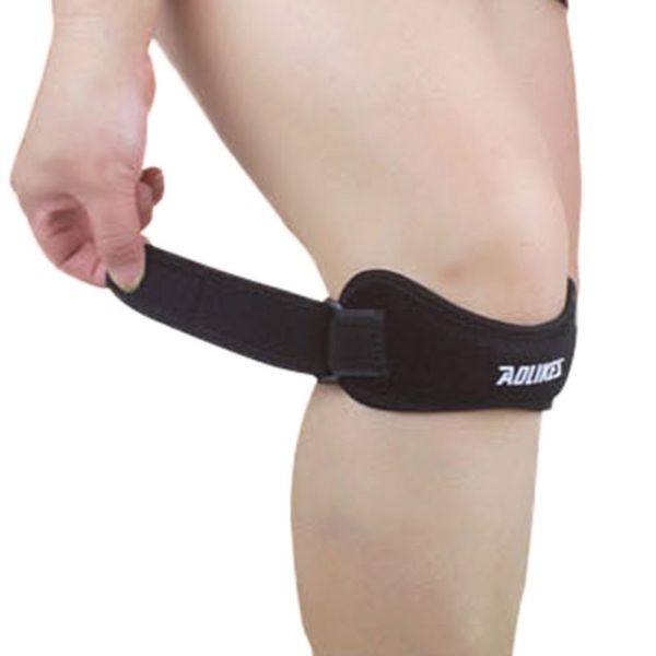 

1pcs adjustable knee support brace knee patella sleeve wrap cap stabilizer sports breathable protection patellar belt, Black;gray
