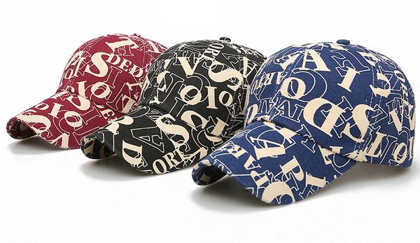

new baseball cap popular logo spring/summer casual letter hat ladies fashion personality printed floral hat, Blue;gray
