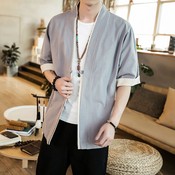 

2019 men cotton linen jacket china style kongfu coat male loose kimono cardigan overcoat open stitch coat mens windbreaker 5xl, Black;brown