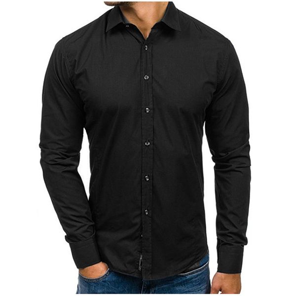 

men's casual shirts me1 09 solid color camisa masculina 3xl, White;black