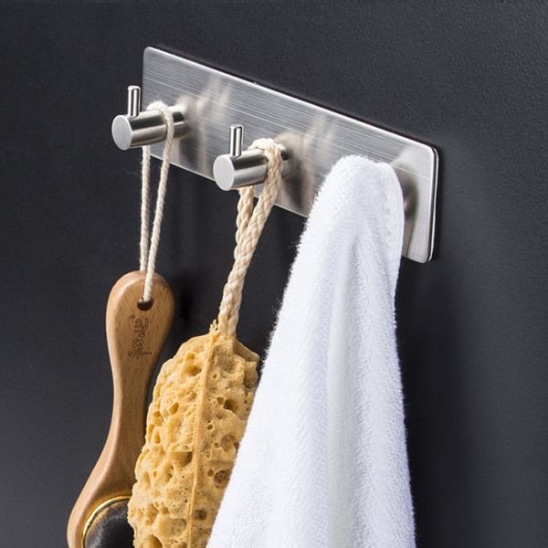 

3m sticker adhesive stainless steel hooks wall door clothes coat hat hanger kitchen bathroom rustproof towel hooks