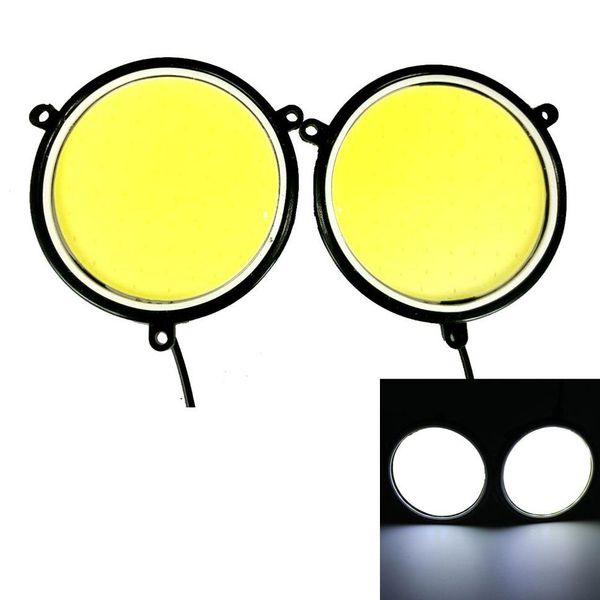 

2pcs 90mm car drl daytime running light flexible round shape white led lights driving lamp cob lights car-styling 12v dc