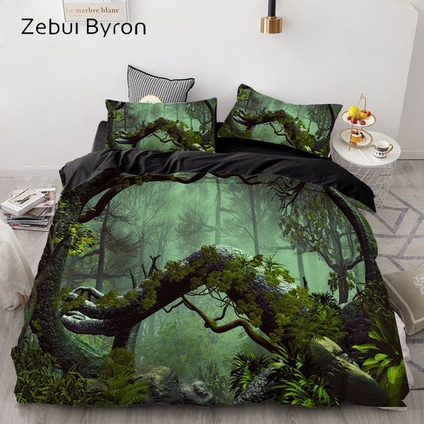 

3d hd bedding set custom/king/europe/usa ,3pcs duvet cover set,quilt/blanket cover set bedclothes primeval forest drop ship