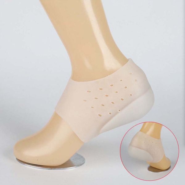 

invisible height increase socks heel pads silicone insoles for foot massage solid color shoe insoles for women inserts, Black