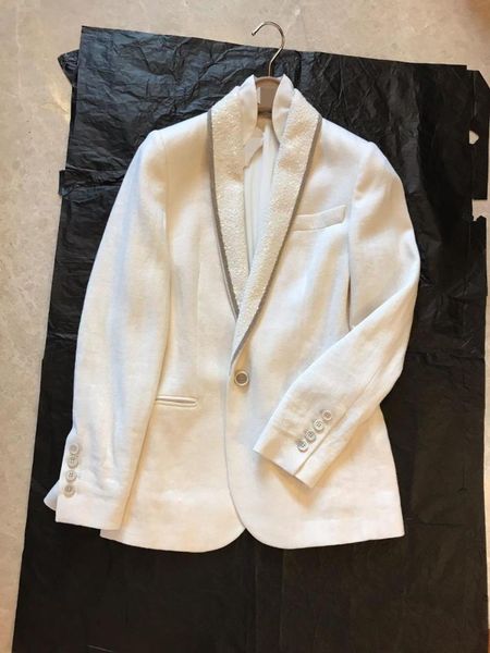 

2019 autumn new women's fashion cotton and linen fabric feel very soft suit jacket 0816, White;black