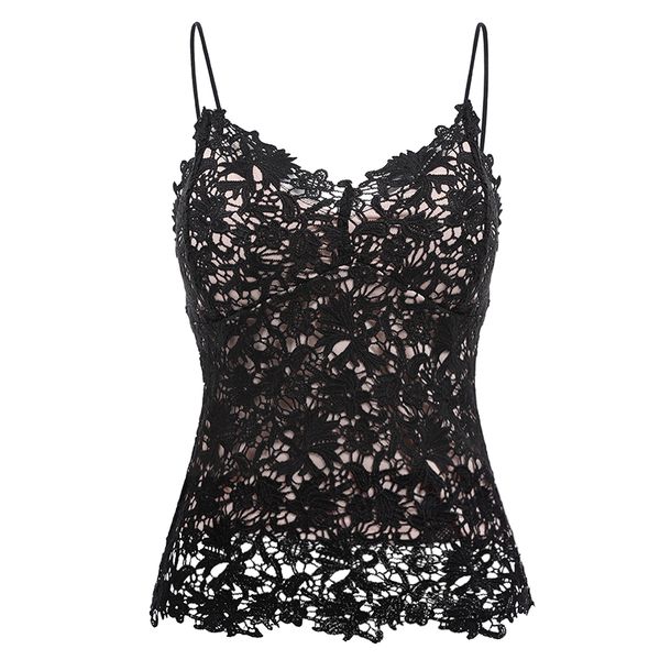 

lace camis women hollow sleeveless black crochet overall slip lingerie strap built in bra padded camisole cami fashion, White
