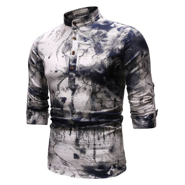 

laamei men shirt long sleeve 3d printing blouse casual slim fit hawaiian shirts camisa masculina chemise homme shirt men us size, White;black