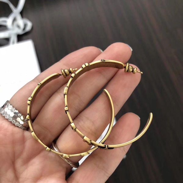 

with box fashion brand have stamps lette designer earrings for lady women party wedding lovers gift engagement luxury jewelry for bride hb04, Golden;silver