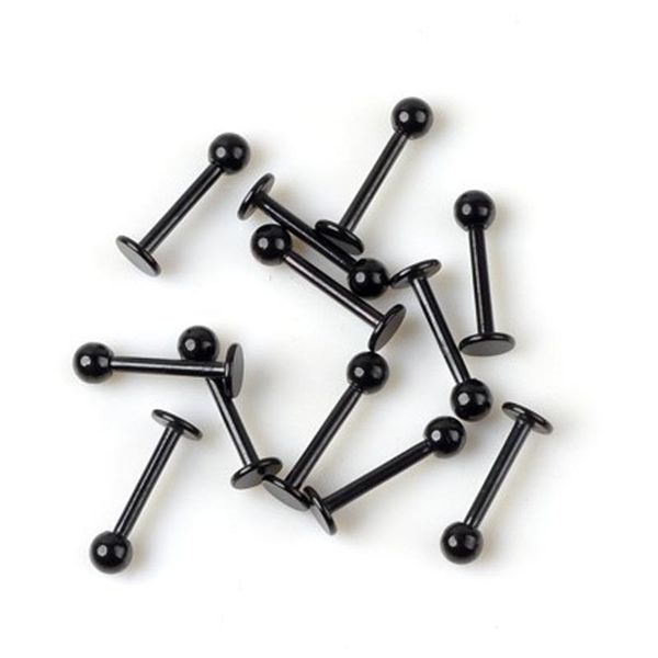 

trendy lip ring 16g black stainless steel lip ring ball stud chin piercing bars body piercing jewelry