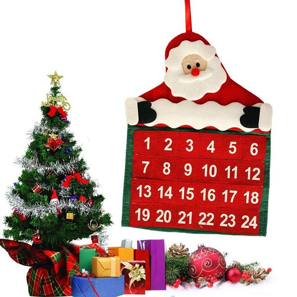 

2pcs christmas advent calendar countdown santa claus fabric xmas decor pockets gift