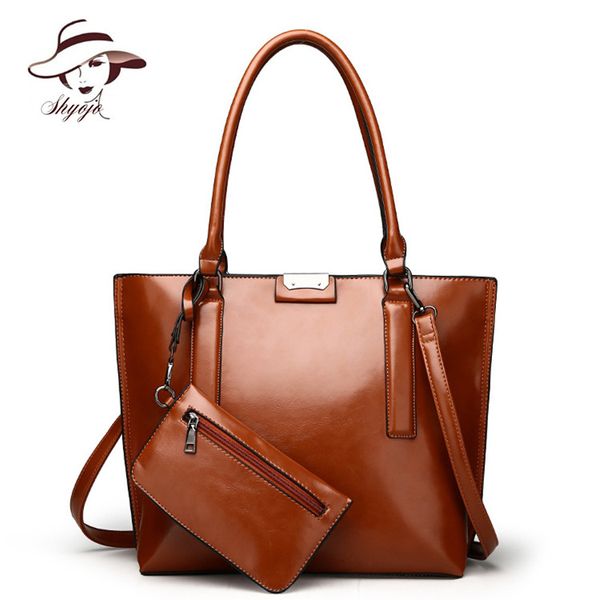 

2pc/set solid color women handbag+mini purse vintage ladies crossbody tote classical style female sac a main shoulder bag