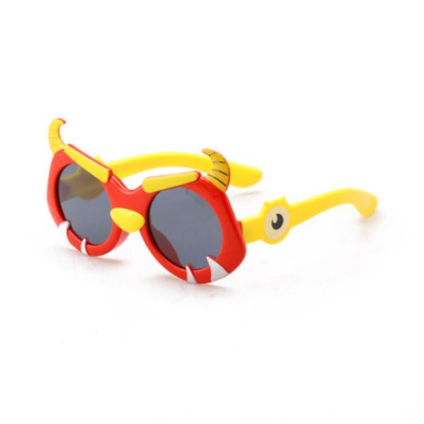 

new cute children polarized sunglasses 2020 kawaii goggles cartoon calf silicone sun glasses frame boys girls round gafas uv400, White;black