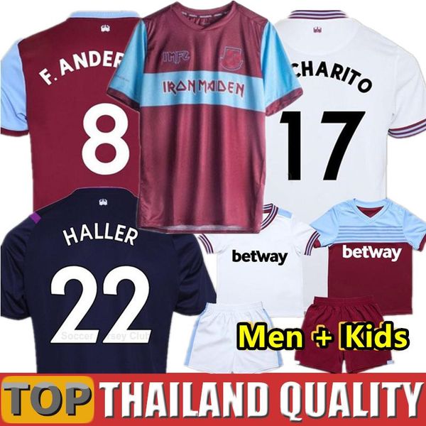 

19 20 west soccer jerseys ham 2019 2020 united iron maiden noble anderson football shirt set arnautovic antonio men kids kit uniform, Black;yellow