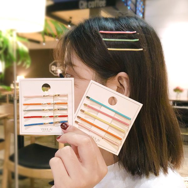 

5pcs/set new women girls cute candy colors drip oil alloy barrettes sweet hair clips hairpins headband fashion hair accessories