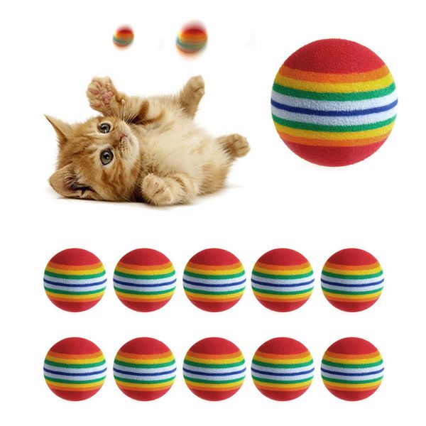 

10pcs colorful cat toy ball interactive cat toys play chewing rattle scratch natural foam ball training pet supplies