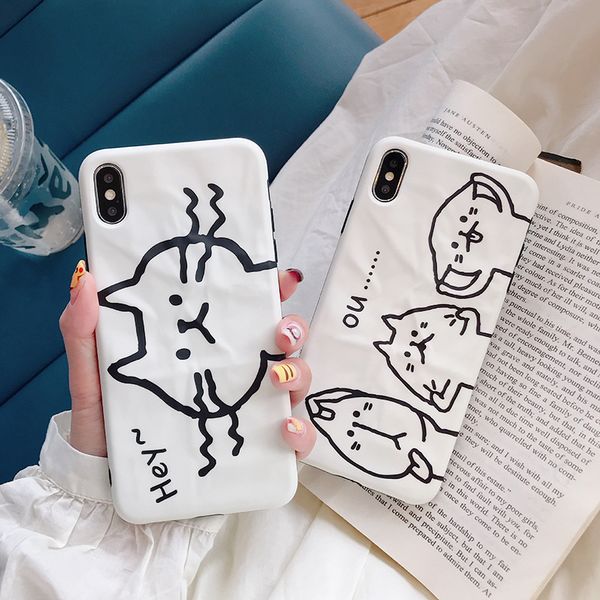 

funny cat phone case wrinkle feel for iphone xs max xr 6 7 8 x plus imd process pattern coverage cell phone cases