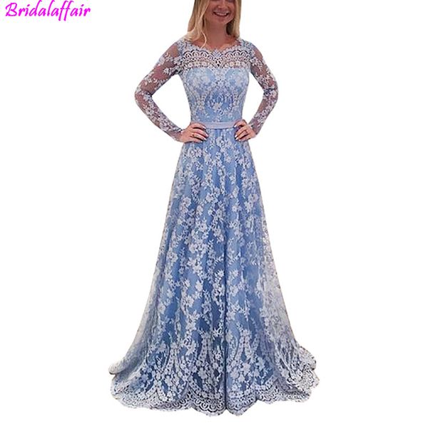 

light purple muslim evening dresses 2019 long sleeves lace backless prom dresses formal gowns plus size evening gown for women, White;black