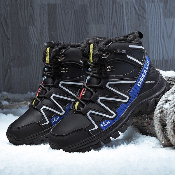 

cimim brand winter new luxury men's boots outdoor fashion comfortable leather boots fur big size casual flat snow, Black