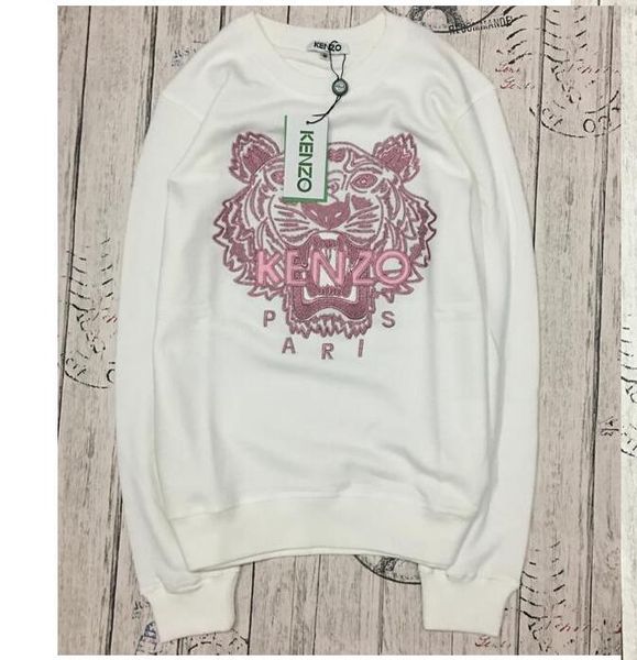 

2020brand kevzo paris embroidered tiger sweater pure cotton o-neck pullover terry sweatershirt origina s-xxl, Black