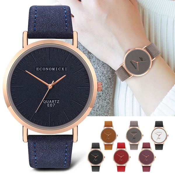 

electronic watch large round dial leather strap wrist watches casual watch women@88, Slivery;brown