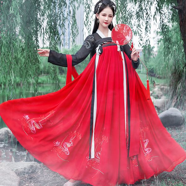 

hanfu women fairy dress black red skirt dance costume ancient chinese costume women folk festival outfit hanfu bl1974