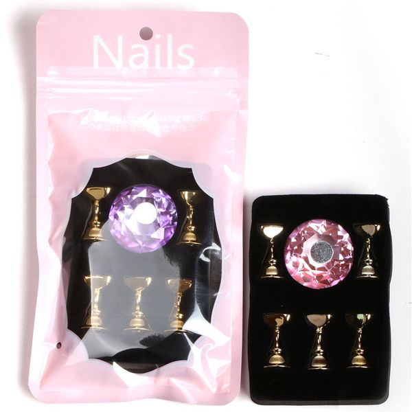 

magnetic nail tips armor holder practice training display gold alloy false nail tip salon diy manicure tools