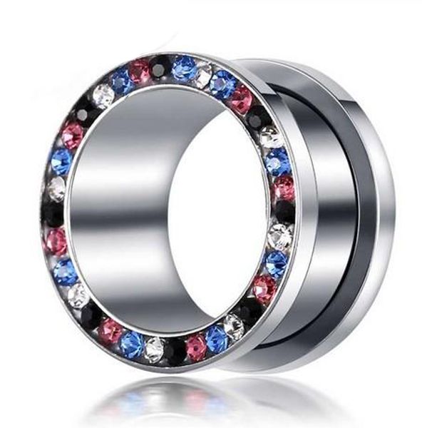 

ear gauges tunnels flesh tunnel piercing expanders men women stainless body jewelry crystal earring stretching 64pcs, Silver