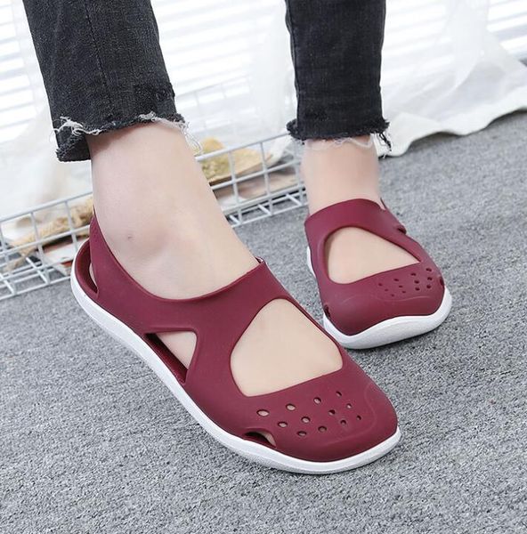 

summer women sandals soft flat slip on female casual jelly shoes girl sandals hollow out mesh flats beach footwear new, Black