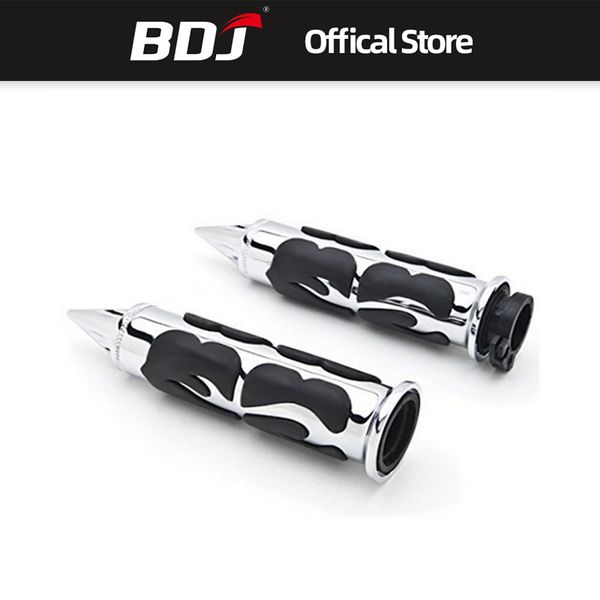 

bdj for 22mm 25mm metal aluminum padded chrome flame motorcycle handgrip