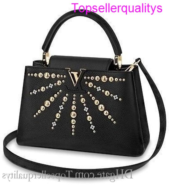 

m52395 capucines pm fashion black real caviar lambskin le boy chain flap bag handbags shoulder messenger bags totes rty6