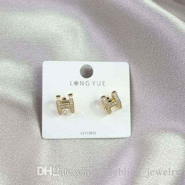 

new european and american style personality letter earrings selling micro inlaid sparkling zircon small fragrance earrings, Golden;silver