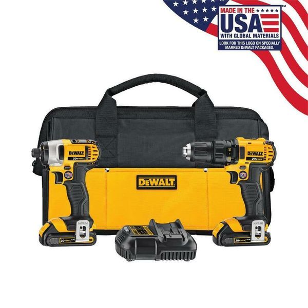 

Dewalt xr 2 tool 20 volt max lithium ion bru hle power tool combo kit brand new