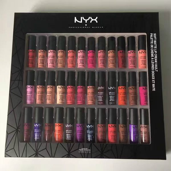 

Новое прибытие !!! NYX Мягкий матовый крем для губ NYX 36PCS Set Губная помада Блеск для гу