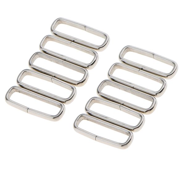 

10 pieces silver stainless steel rings nylon strap belt buckle, Black;brown