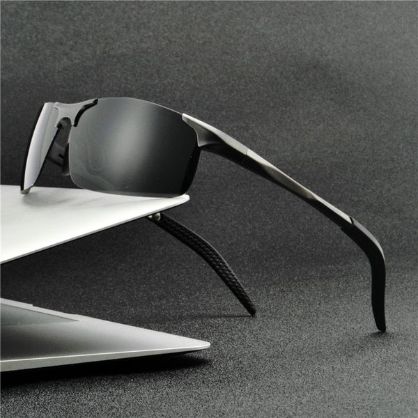 

mincl aluminum-magnesium men's polarized sunglasses brand designer male frameless driving fishing goggles outdoor shade uv400 nx, White;black