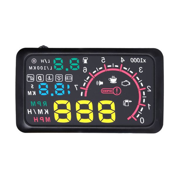 

5.5" new car hud head up display km/h & mph speeding warning obd2 interface windshield projector multiple-color bright system