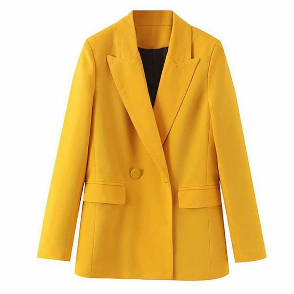 

vadim women chic yellow blazer pockets double breasted long sleeve office wear coat female stylish solid outerwear t394, White;black