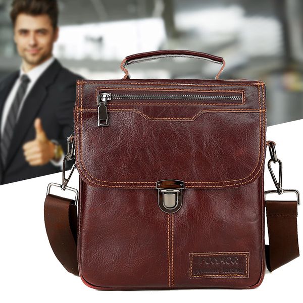 

men genuine leather vintage buckle shoulder bag satchel crossbody bag bvn66