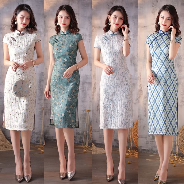 

spring and summer new retro-modified cotton double-layer daily cheongsam dress new and improved fashion qipao for young girls, Red