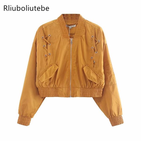

short basic jackets bomber jacket women long sleeves pockets autumn coats outerwear fashion mujer stand collar streetwear, Black;brown