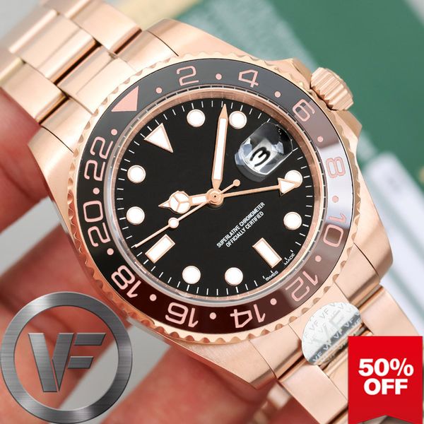 

2020 регулируемый GMT керамический безель Glide Lock Gold мужская мода механический роскошный автоматический механизм часы дизайнерские мужские часы Наручные часы