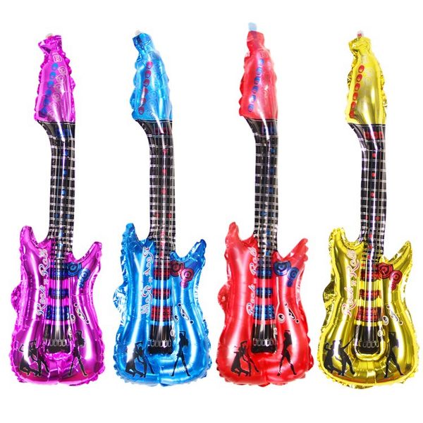 Guitar Inflatable Balloons Party Mylar Balloon Aluminium Film Balloon Inflatable Rock Guitar Toy For Music Theme Wedding Party Decorations Wedding